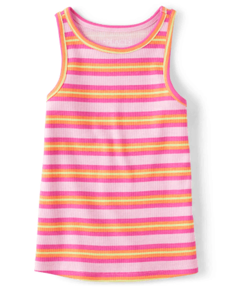 Girls Striped Ribbed Tank Top