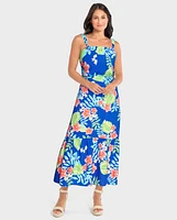 Womens Matching Family Tropical Midi Tiered Dress