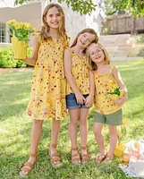 Girls Floral Smocked Ruffle Dress