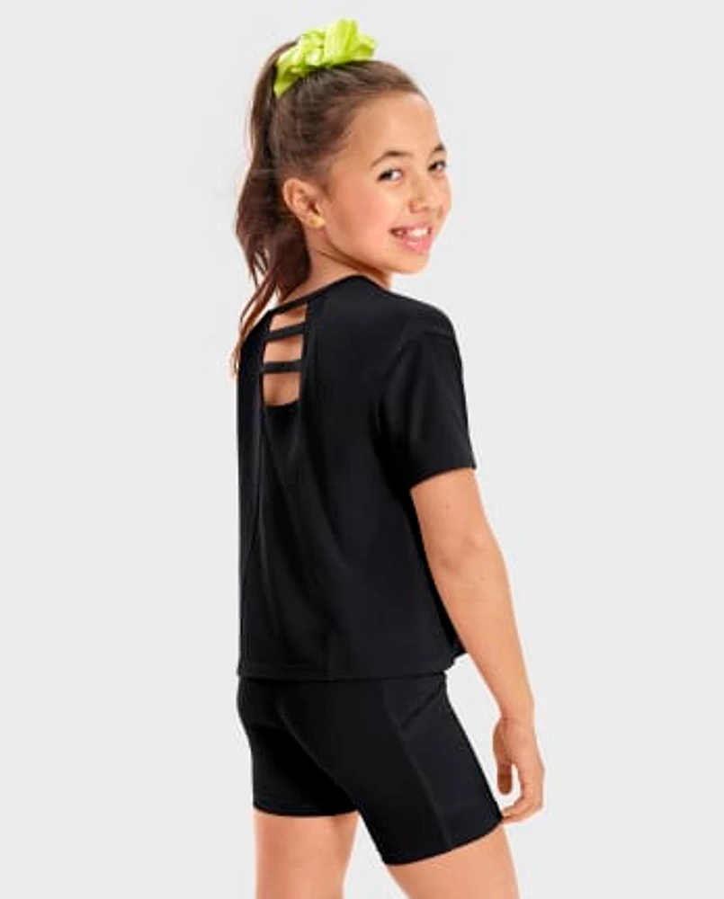 Girls Quick Dry Cut Out Boxy Top