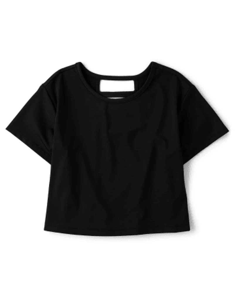 Girls Quick Dry Cut Out Boxy Top