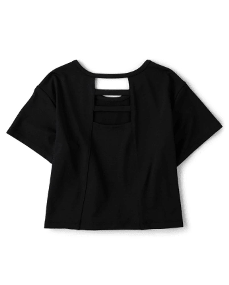 Girls Quick Dry Cut Out Boxy Top