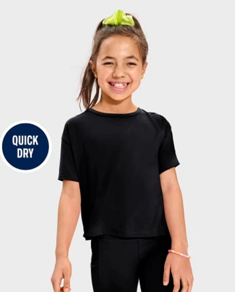 Girls Quick Dry Cut Out Boxy Top