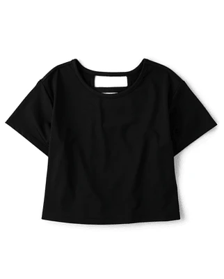 Girls Quick Dry Cut Out Boxy Top