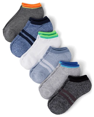 Boys Striped Cushioned Ankle Socks 6-Pack