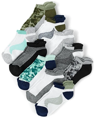 Boys Colorblock Cushioned Ankle Socks 10-Pack