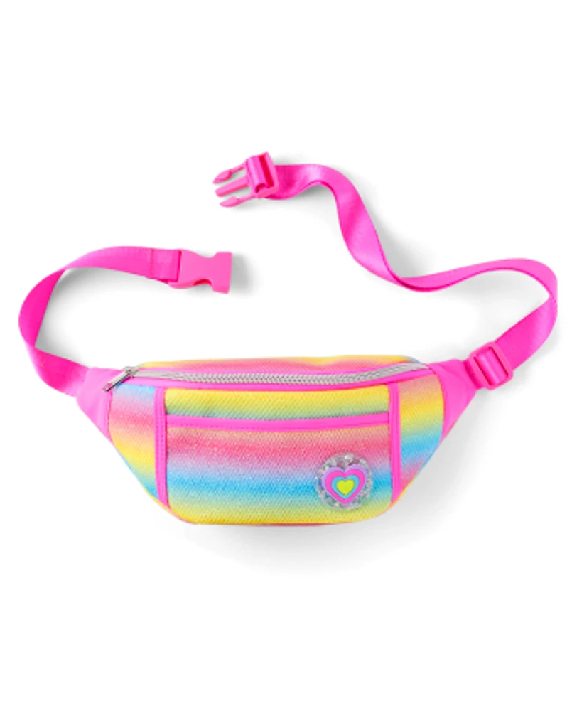 Girls Glitter Rainbow Heart Belt Bag
