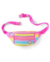 Girls Glitter Rainbow Heart Belt Bag