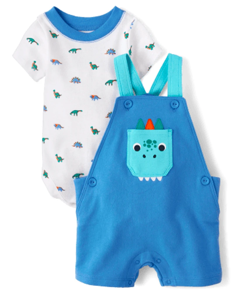 Baby Boys Dino Overalls 2-Piece Playwear Set