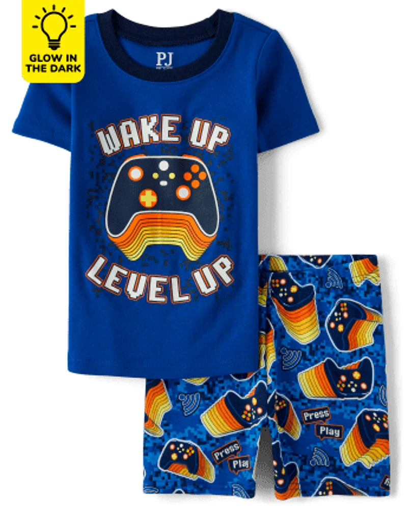 Boys Glow Level Up Snug Fit Cotton Pajamas