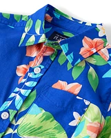 Baby And Toddler Boys Matching Family Tropical Poplin Button Up Shirt