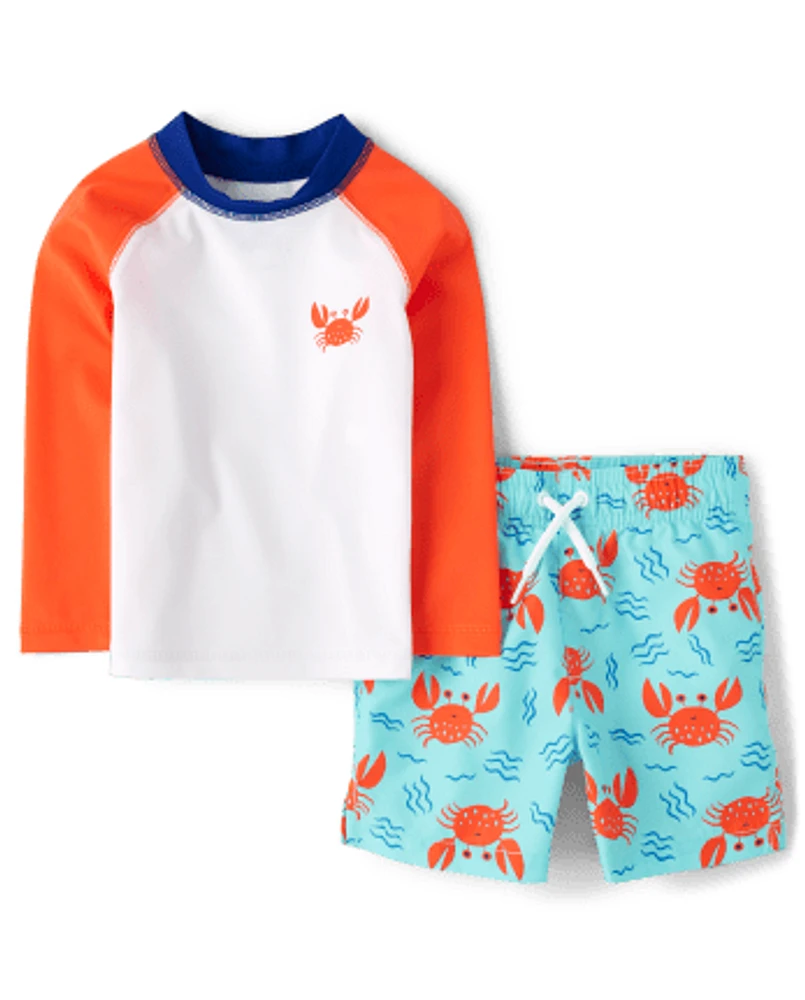 Baby And Toddler Boys Crab Rashguard Swimsuit