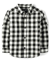 Baby And Toddler Boys Matching Family Gingham Poplin Button Up Shirt