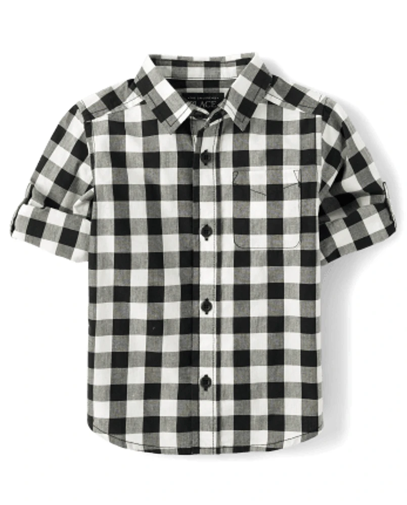 Baby And Toddler Boys Matching Family Gingham Poplin Button Up Shirt