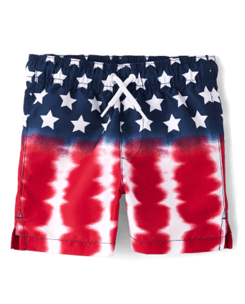 Baby And Toddler Boys American Flag Swim Trunks