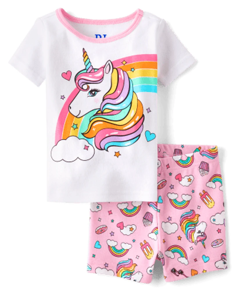 bébé et tout-petit, fille licorne arc-en-ciel Pyjama en coton ajusté