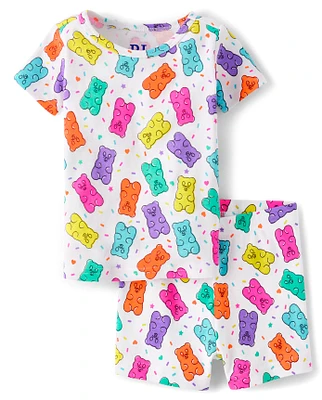 Baby And Toddler Girls Candy Bear Snug Fit Cotton Pajamas
