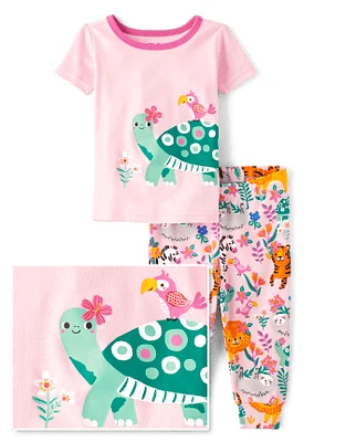 Baby And Toddler Girls Animal Snug Fit Cotton Pajamas