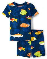 Pyjama unisexe en coton ajusté pour bébé et tout-petit Fish Snug Fit