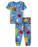 Pyjama unisexe en coton Monster Snug Fit pour bébés et tout-petits