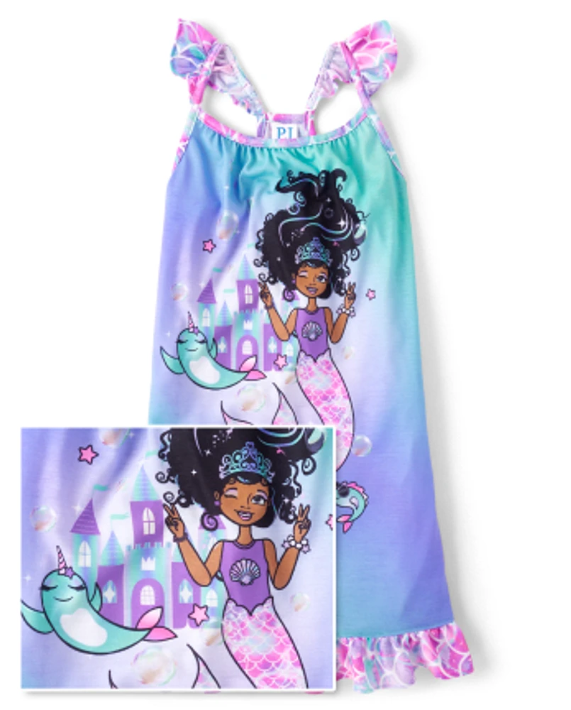 Girls Mermaid Ruffle Nightgown