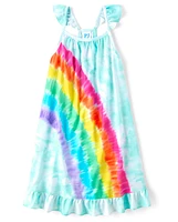 Girls Rainbow Ruffle Nightgown