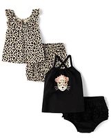 Baby Girls Leopard 4-Piece Playwear Set