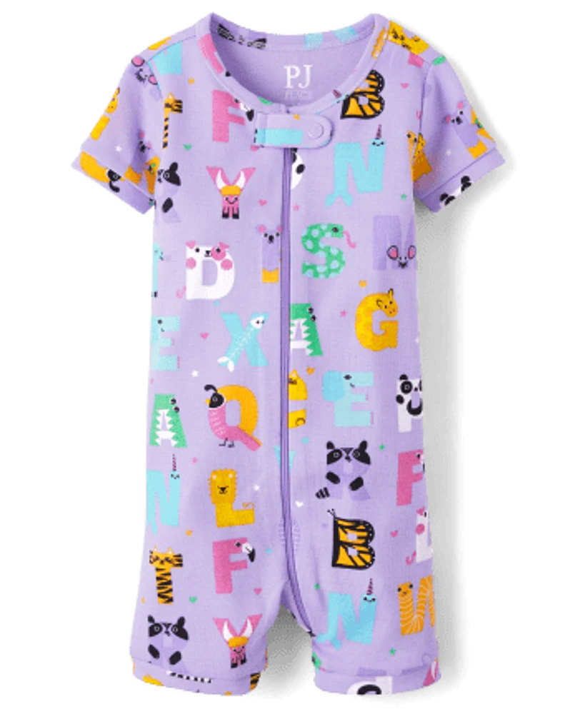 Baby And Toddler Girls Alphabet Snug Fit Cotton One Piece Pajamas