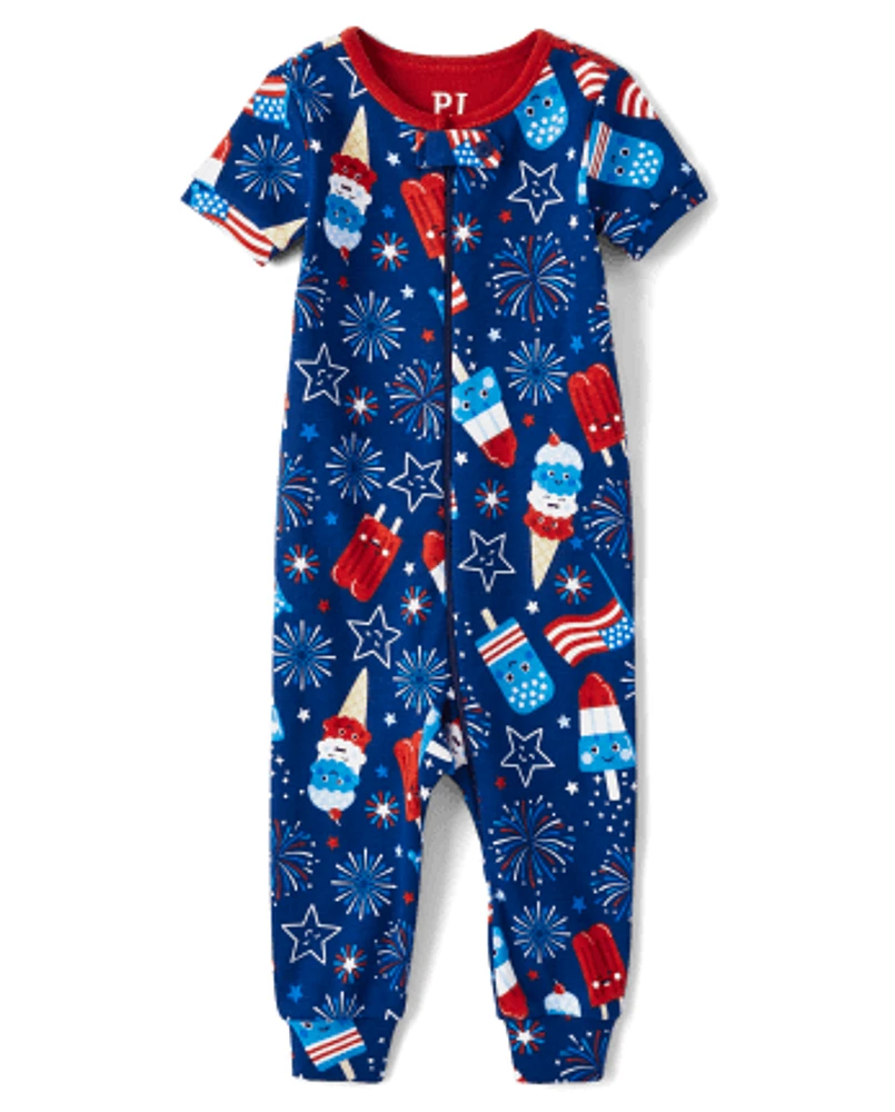 Unisex Baby And Toddler Americana Popsicle Snug Fit Cotton One Piece Pajamas