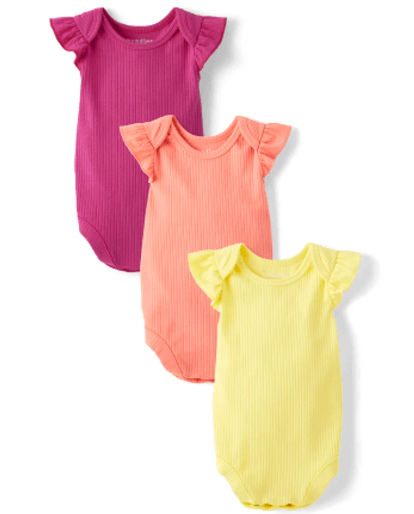 Baby Girls Ribbed Bodysuit 3-Pack