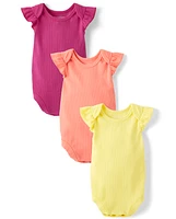 Baby Girls Ribbed Bodysuit 3-Pack