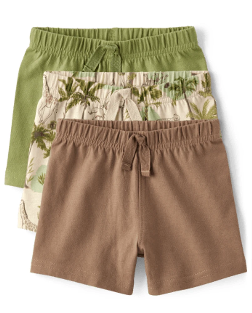 Baby Boys Safari Shorts 3-Pack