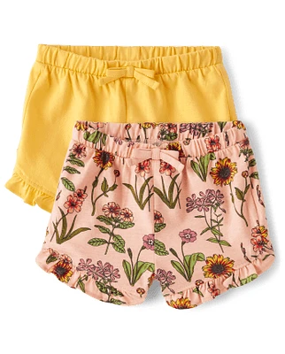 Baby Girls Floral Ruffle Shorts 2-Pack