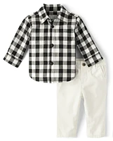 Baby Boys Matching Family Gingham Poplin 2-Piece Outfit Set