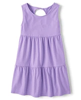 Girls Twist Back Tiered Dress