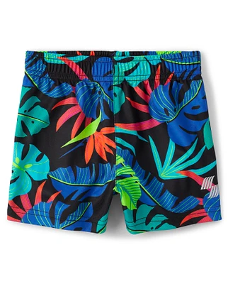 Baby And Toddler Boys Tropical Leaf Mesh Performance Basketball Shorts
