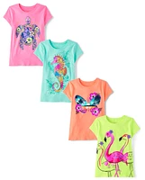 Girls Animal Graphic Tee 4-Pack