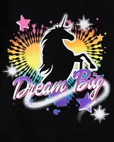 Girls Unicorn Dream Big Graphic Tee