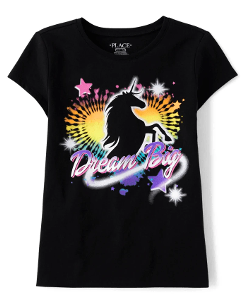 Girls Unicorn Dream Big Graphic Tee