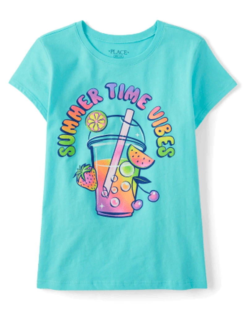 Girls Summer Time Vibes Graphic Tee