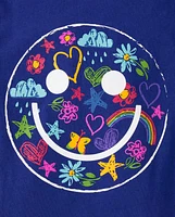 Girls Icon Happy Face Graphic Tee