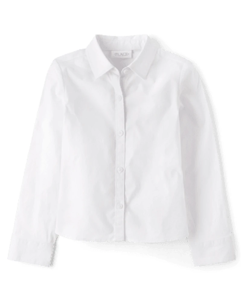 Girls Uniform Poplin Button Up Shirt