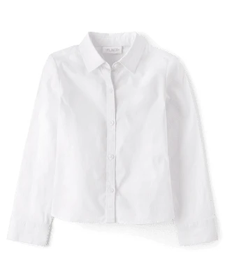 Chemise boutonnée en popeline d'uniforme pour filles