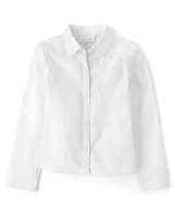 Girls Uniform Poplin Button Up Shirt