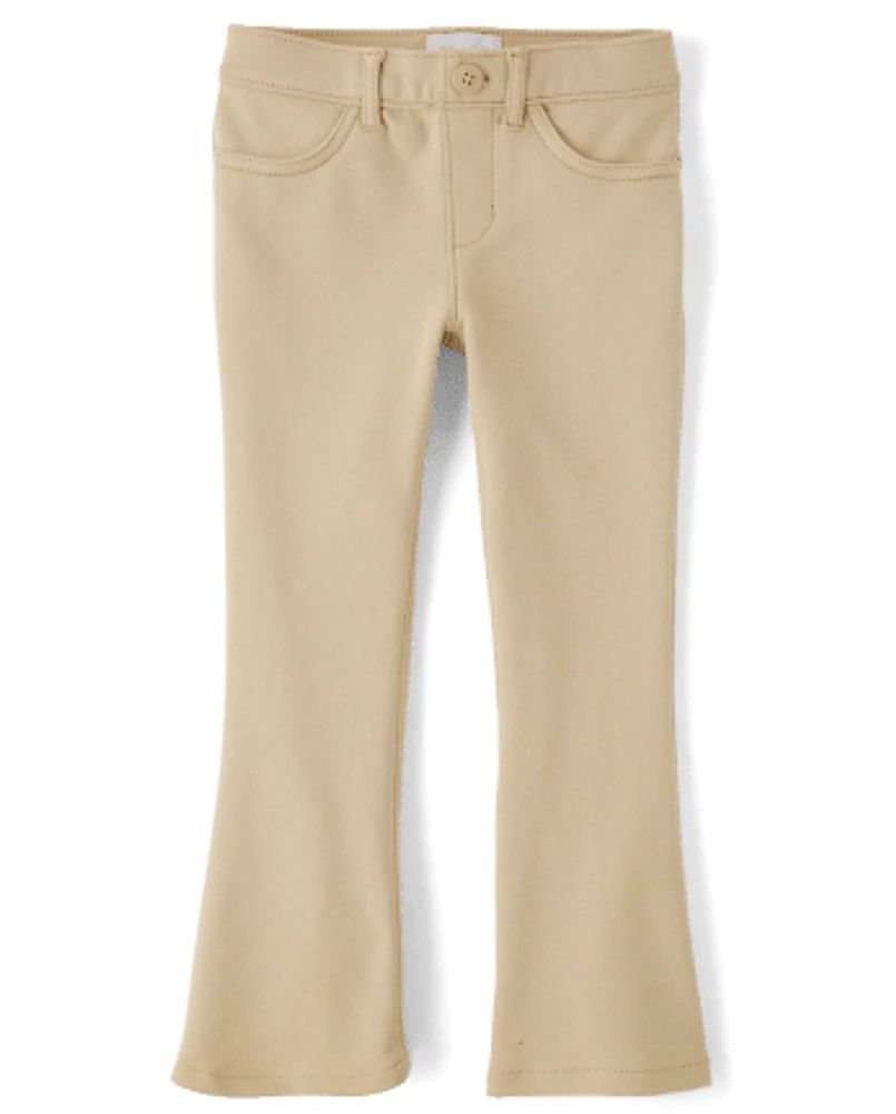 Girls Uniform Ponte Knit Pull On Flare Pants