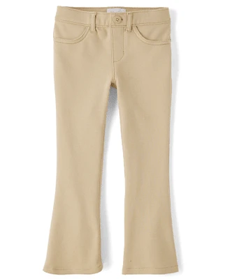 Girls Uniform Ponte Knit Pull On Flare Pants