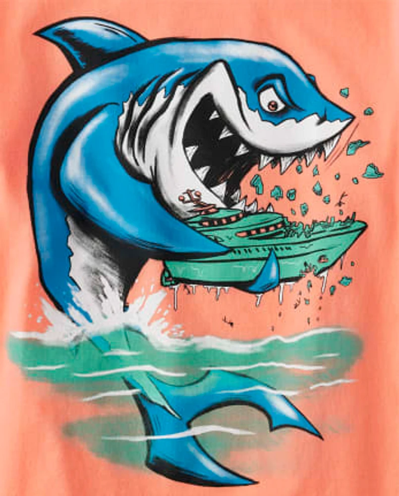 Boys Shark Boat Graphic Tee