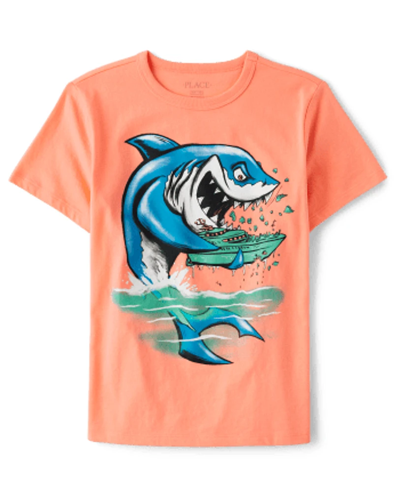 Boys Shark Boat Graphic Tee