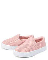Toddler Girls Perforated Slip On Sneakers