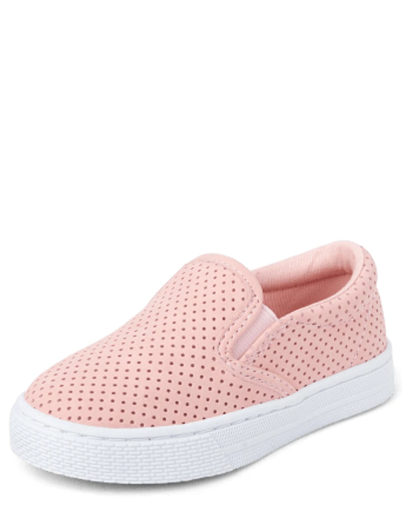 Toddler Girls Perforated Slip On Sneakers